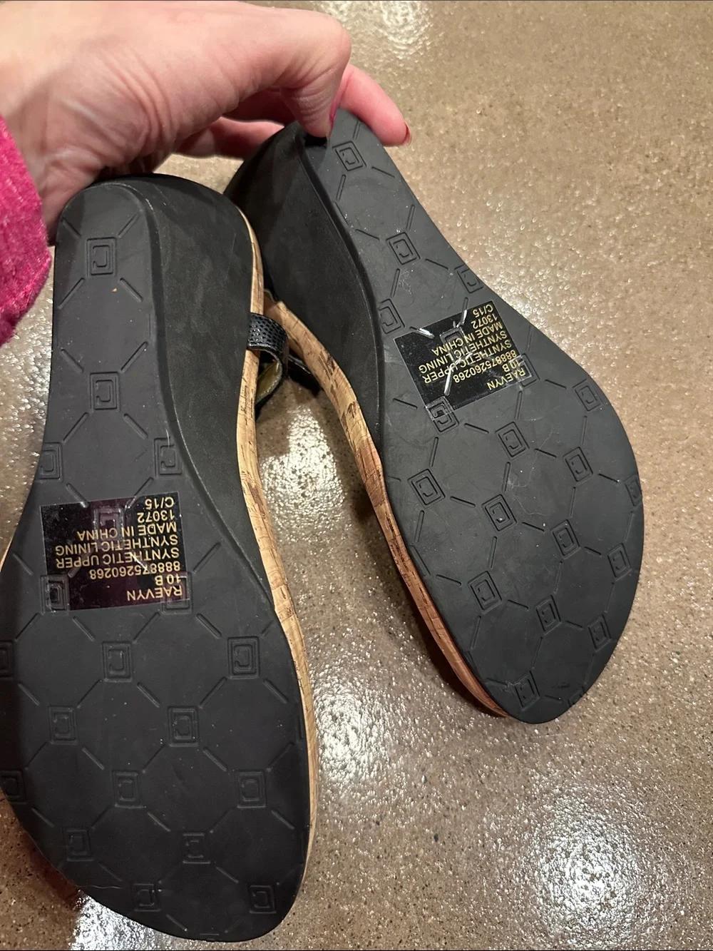 Chaps Black Cork Wedge Sandals - Women